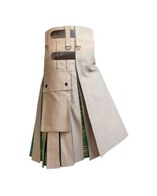 Khaki Hybrid Irish National Tartan Utility Kilt