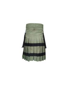 Black Lining Olive Green Utility Kilt 