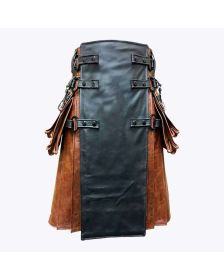 Black & Brown Leather Kilt Adjustable Interchangeable
