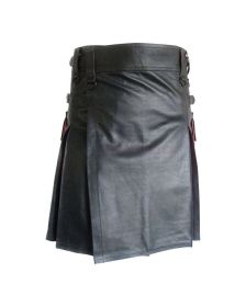 Black And Red Leather Hybrid Kilt