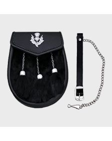 Beautiful Black Rabbit Fur Kilt With Three Tassels
