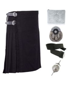 Plain Black Tartan Kilt Deal