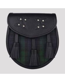 New Genuine Leather With Three Tassel Tartan Sporran 
