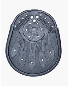 Beautiful Celtic Design Black Leather Sporran 