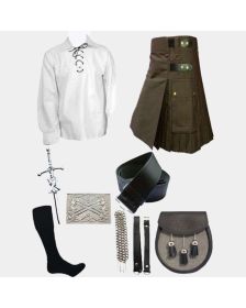 Brown Utility Kilt With Accessories Deal
