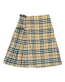 Burberry khaki red and black plaid vintage women s wool nova check tartan kilt
