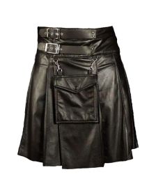 Fetish Black Leather Kilt
