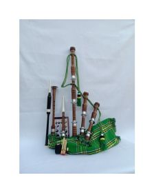  Natural Finish Irish National Tartan Bagpipe Set