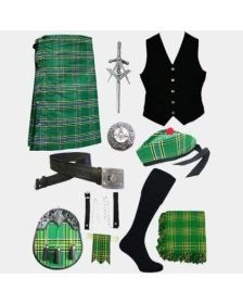 Irish Tartan Kilt & Black vest With Accessories Deal