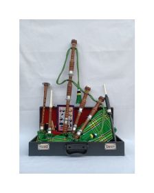  Natural Finish Irish National Tartan Bagpipe Set