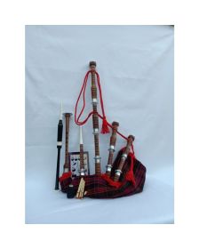 Natural Finish MacDonald Tartan Bagpipe Set
