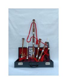Natural Finish MacDonald Tartan Bagpipe Set