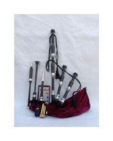  Beautiful Highland Maroon Velvet Bagpipe Set