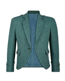 Scottish Highland Men Green Tweed Argyle Jacket