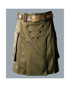 Olive Green Drilled Utility Men kilt