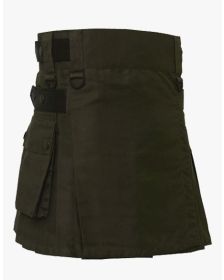  WOMEN OLIVE GREEN MINI UTILITY KILT 