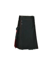 Black And Red Men Hybrid Kilt 