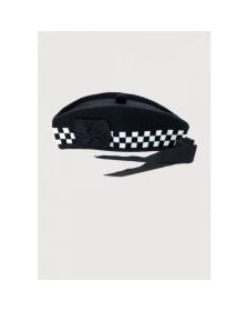  Black White Pure Wool Diced Glengarry Hat
