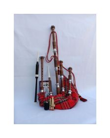   Beautiful Royal Stewart Tartan Bagpipe Set  