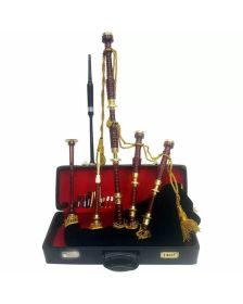 Beautiful Scottish Highland Gold Plated Bagpipe Set 