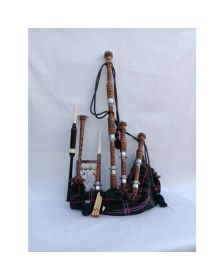 Scottish National Tartan With Natural Finish Bagpipe Set