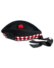 Red Torie Ribbon Scottish Wool Glengarry Hat 