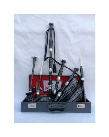 Black Finish Grey Watch Tartan Bagpipe Set