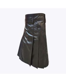 Beautiful Black Leather Kilt For Men

