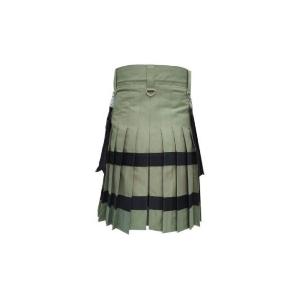 Black Lining Olive Green Utility Kilt 