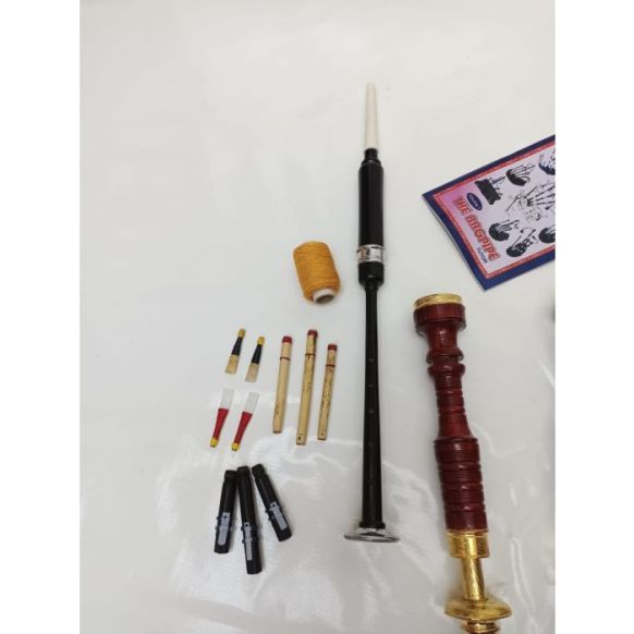 Highland Red Velvet Gold Plated Bagpipe Set