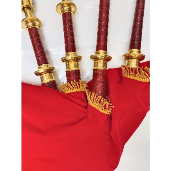 Highland Red Velvet Gold Plated Bagpipe Set