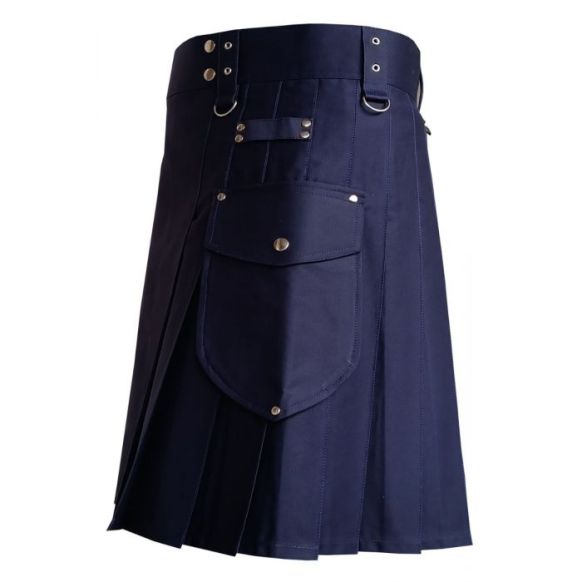 Navy Blue Cargo Utility Kilt