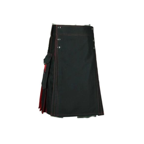 Black And Red Men Hybrid Kilt 
