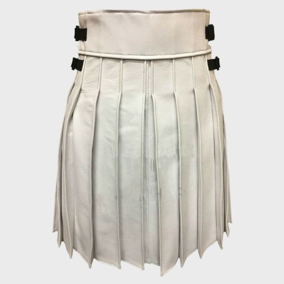 White Leather Kilt 