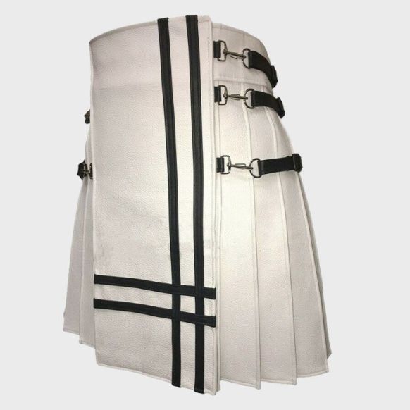 White Leather Kilt 