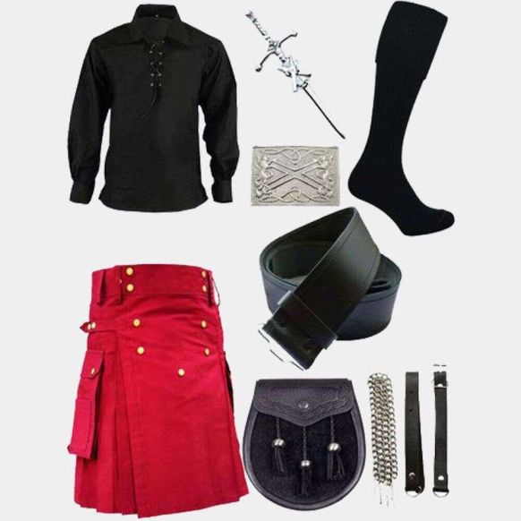 Red Utility Kilt With Accessories Deal