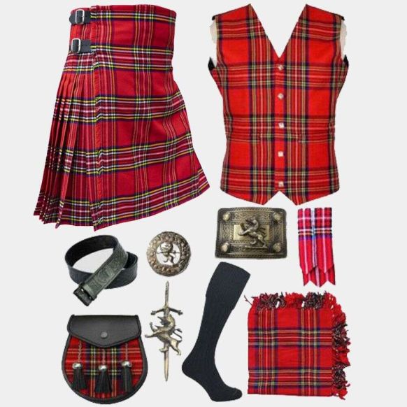 Royal Stewart Tartan Kilt & Vest With Accessories Deal
