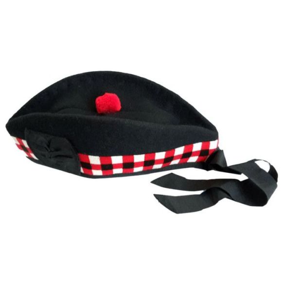 Red Torie Ribbon Scottish Wool Glengarry Hat 