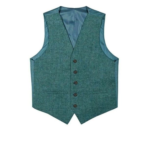 Scottish Highland Men Green Tweed Argyle Jacket