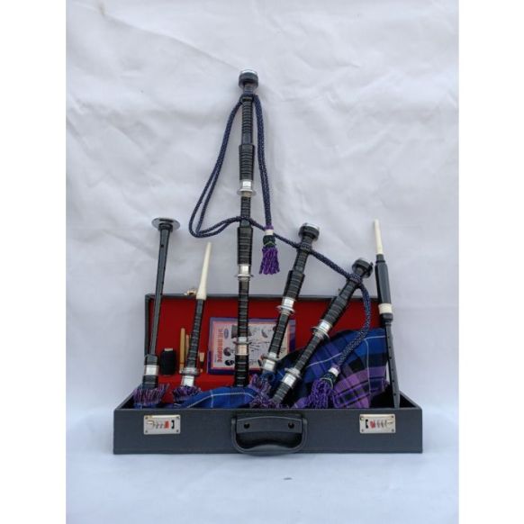  Black Finish Pride Of Scotland Tartan Bagpipe Set
