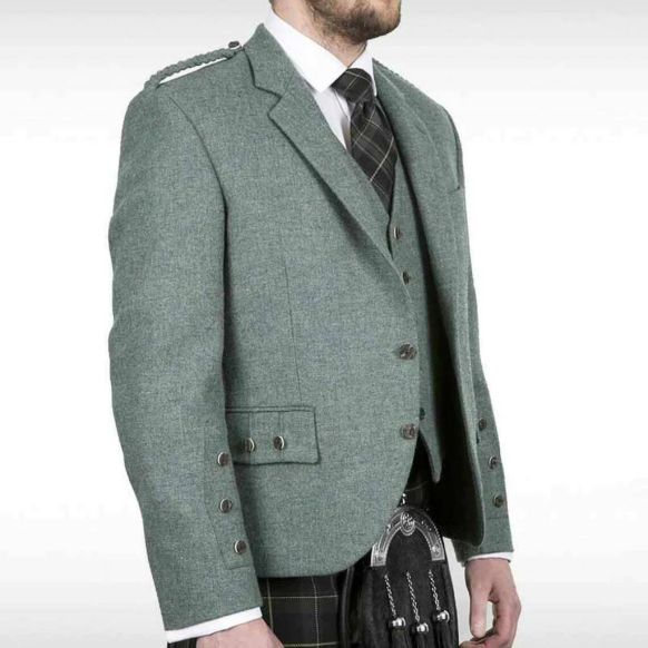 Scottish Lovat Green Argyle Kilt Jacket