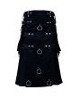 Black Long Fashion Utility Kilt 