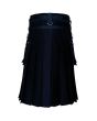 Black Long Fashion Utility Kilt 