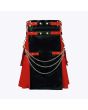 Black & Red Gothic Hybrid Kilt For Men
