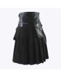 Black Gladiator Viking Leather Kilt For Men