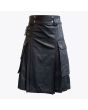 Black Leather Kilt with Cargo Pockets