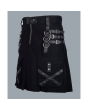 Black Cotton Kilt Gothic Throng With Leather Straps 