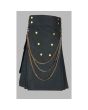 Black Utility Kilt With Golden Chain 