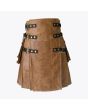 Handmade Brown Leather Kilt For Men

