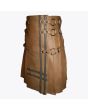 Brown Leather Utility Style Kilt For Men
